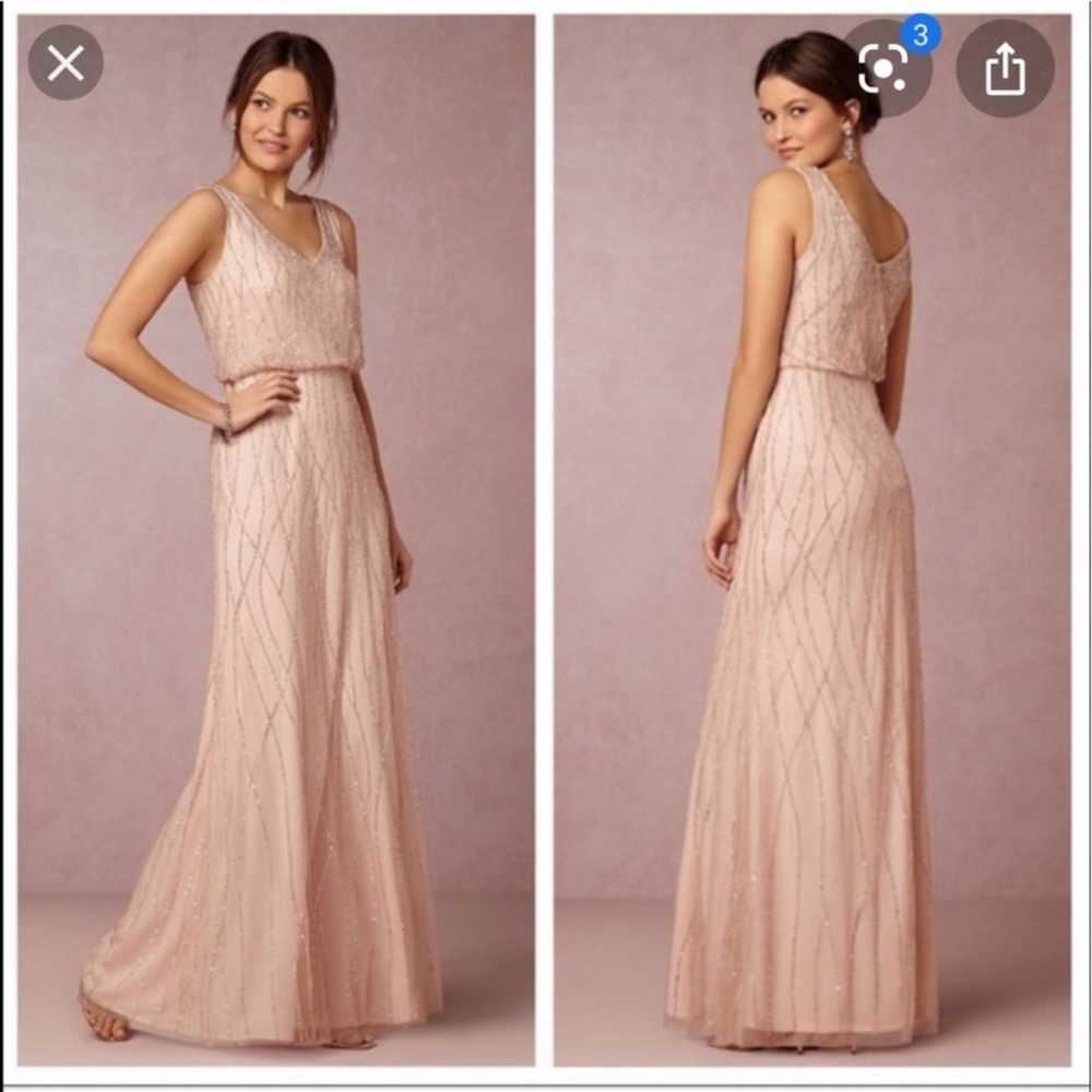 BHLDN Blush Beaded V-Neck Sleeveless Wedding Dress